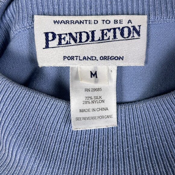 GUC Pendleton Women's Silk Blend Sweater Blue Mock Neck Long Sleeve Size Medium - Picture 2 of 4